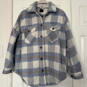 Oversized plaid shirt jacket